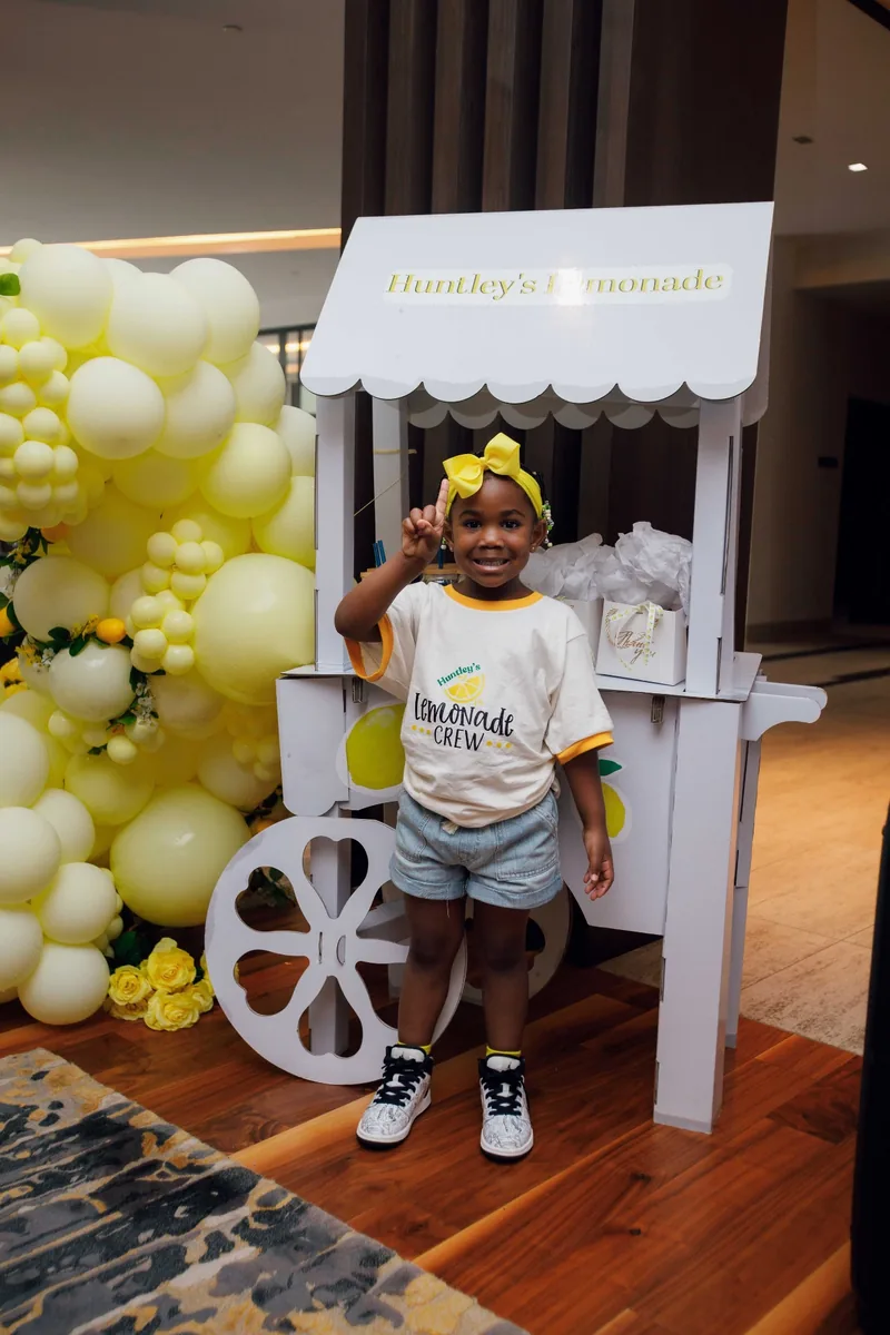 Custom Huntley's Lemonade stand birthday setup
