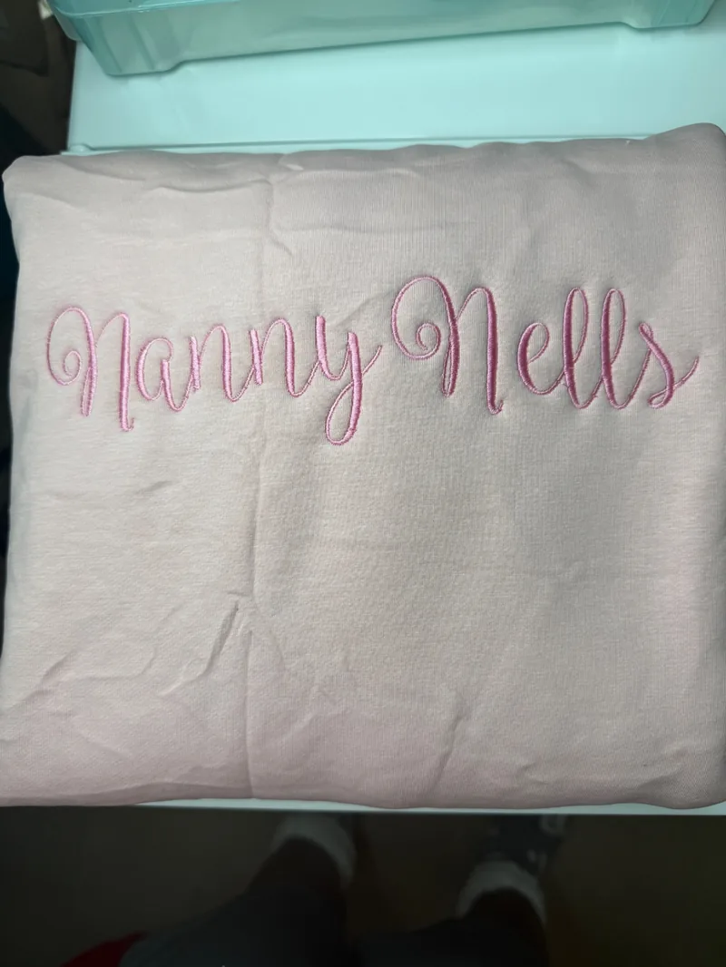 Nanny Nells personalized embroidered pink tee
