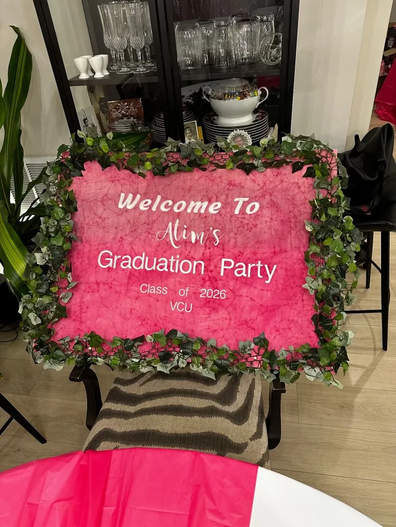 Hand-painted graduation welcome sign